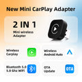 2 in 1 Wireless Carplay Adapter, Converts Wired to Wireless Carplay Adapter for Iphone, Wireless Control Plug & Play Carplay