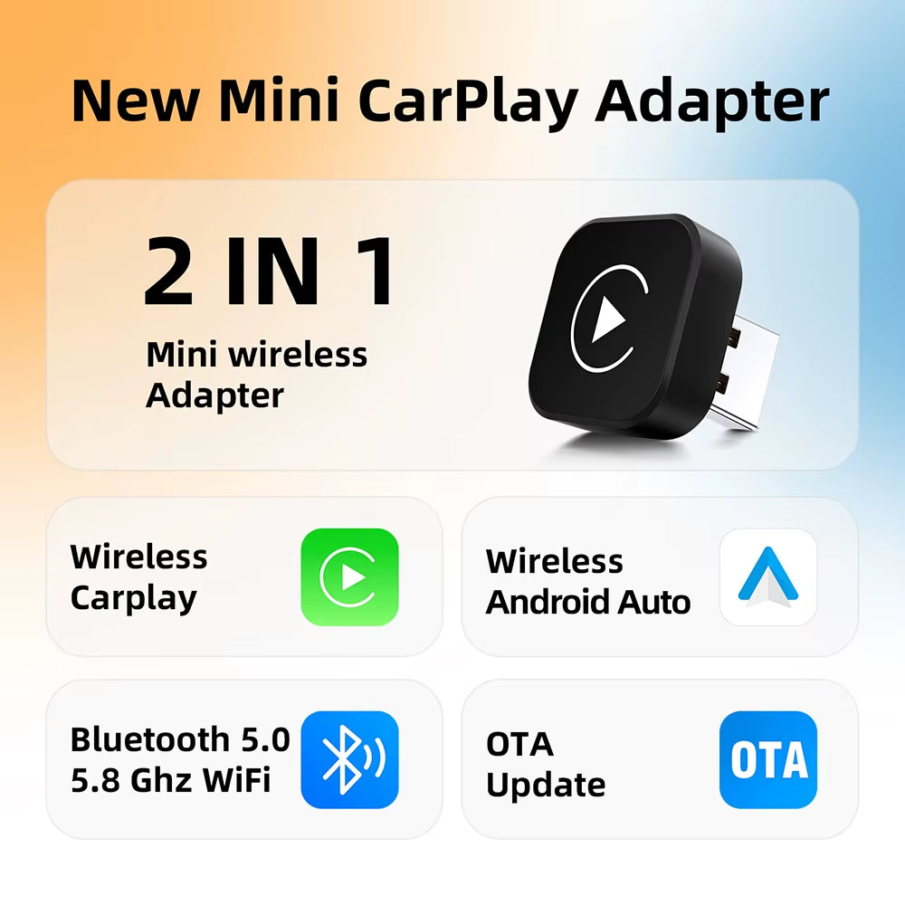 2 in 1 Wireless Carplay Adapter, Converts Wired to Wireless Carplay Adapter for Iphone, Wireless Control Plug & Play Carplay