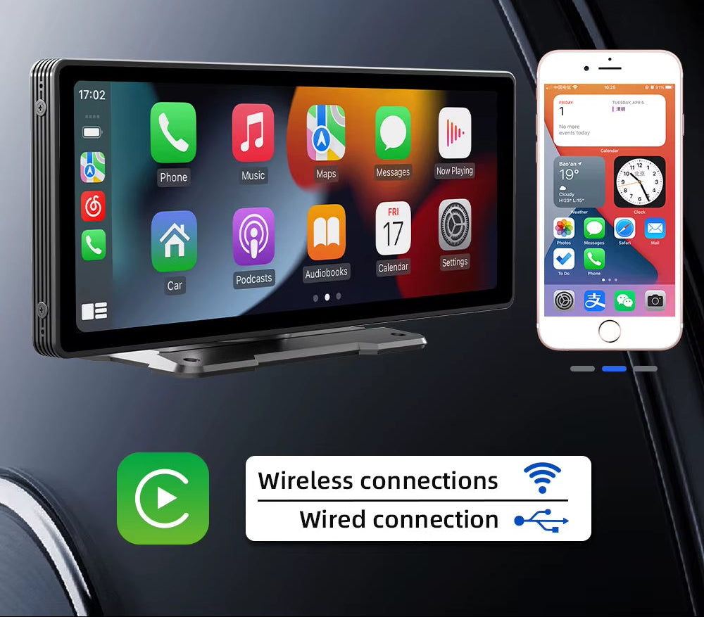 10.26 Inch Portable Wireless Carplay Screen HD Rear Reversing Camera Car Radio DVR MP5 Multimedia Video Player Android Auto