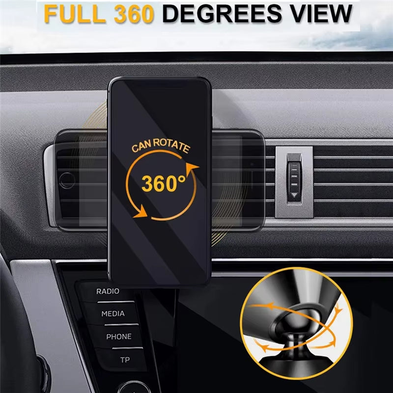 360 Degree Adjustable Magnetic Phone Holder Car Mount with Car Air Vent Clip Cellphone Mount Phone Bracket Smart Phone Universal