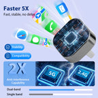 2 in 1 Wireless Carplay Adapter, Converts Wired to Wireless Carplay Adapter for Iphone, Wireless Control Plug & Play Carplay